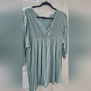 Susan Betro Woman's Empire Waist Blouse Teal Green Large